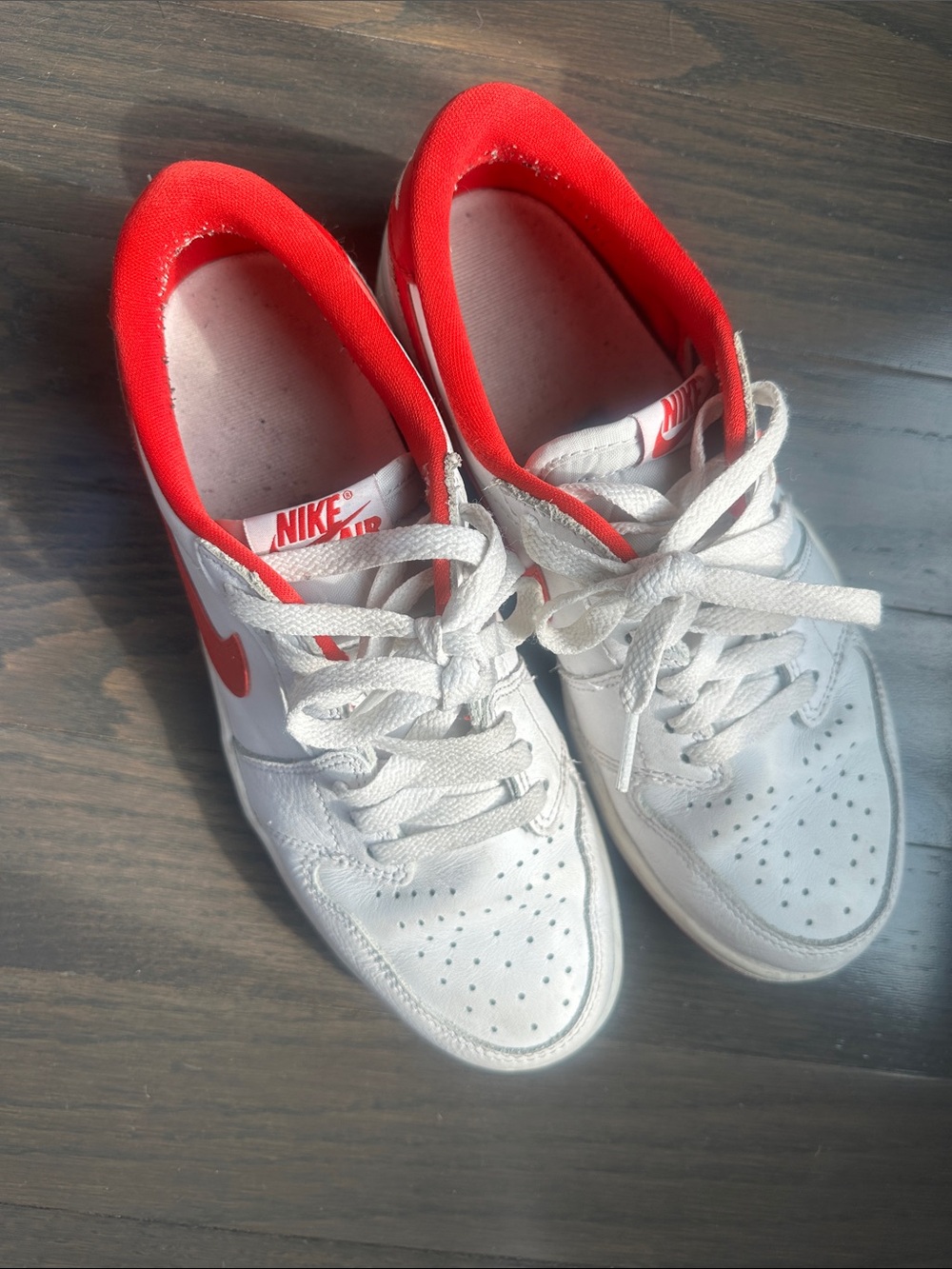 Air Jordan Nike Kids White Sneakers with Red Accents